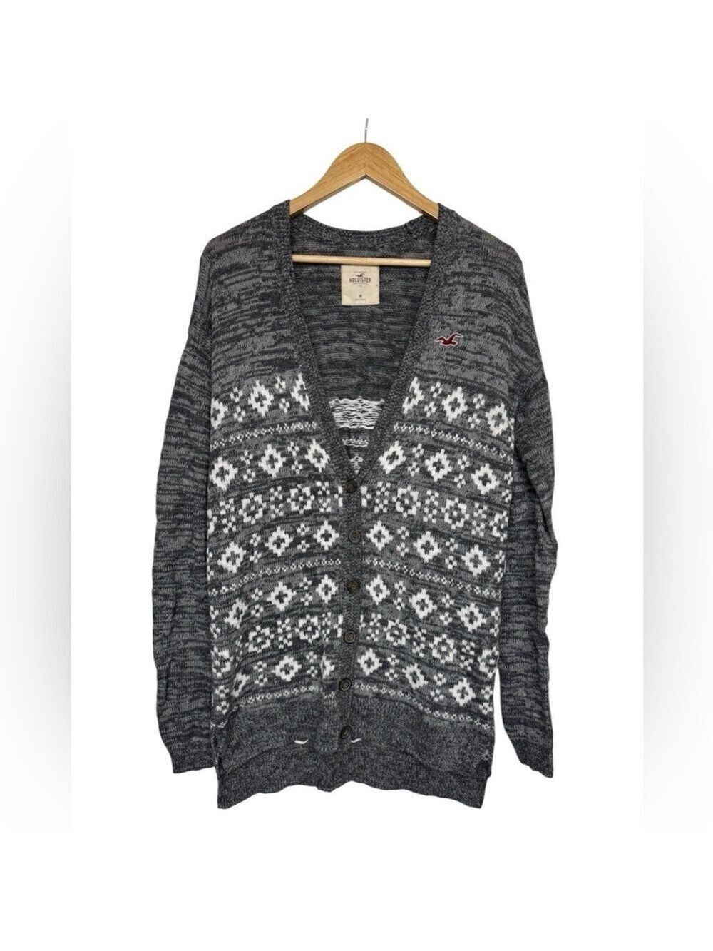 Hollister Fair Isle Button Front Long Cardigan - Size M